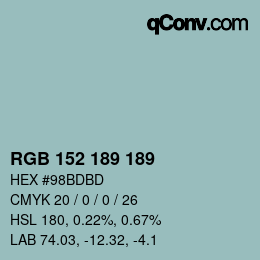 Farbcode: RGB 152 189 189 | qconv.com