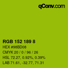 Color code: RGB 152 189 8 | qconv.com