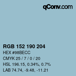Color code: RGB 152 190 204 | qconv.com