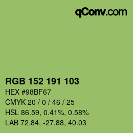 カラーコード: RGB 152 191 103 | qconv.com