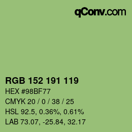Color code: RGB 152 191 119 | qconv.com