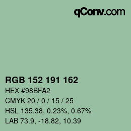 Color code: RGB 152 191 162 | qconv.com