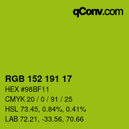 カラーコード: RGB 152 191 17 | qconv.com