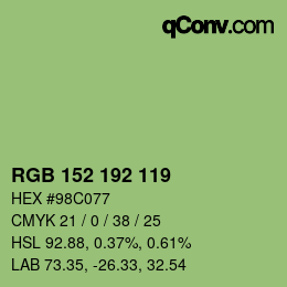 Color code: RGB 152 192 119 | qconv.com