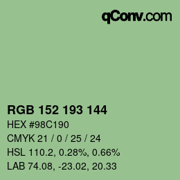 颜色代码: RGB 152 193 144 | qconv.com