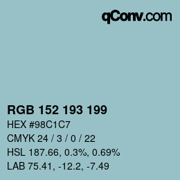 Color code: RGB 152 193 199 | qconv.com
