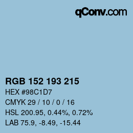 Color code: RGB 152 193 215 | qconv.com