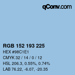 Color code: RGB 152 193 225 | qconv.com