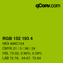 Color code: RGB 152 193 4 | qconv.com