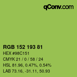 Color code: RGB 152 193 81 | qconv.com