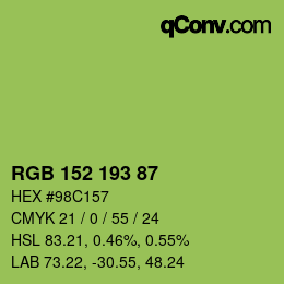 カラーコード: RGB 152 193 87 | qconv.com