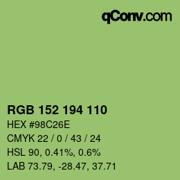 カラーコード: RGB 152 194 110 | qconv.com