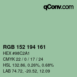 Color code: RGB 152 194 161 | qconv.com