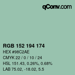 Color code: RGB 152 194 174 | qconv.com