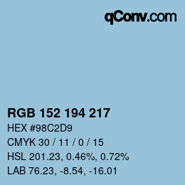 カラーコード: RGB 152 194 217 | qconv.com