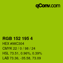 カラーコード: RGB 152 195 4 | qconv.com