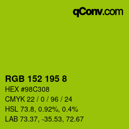 カラーコード: RGB 152 195 8 | qconv.com