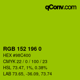 カラーコード: RGB 152 196 0 | qconv.com