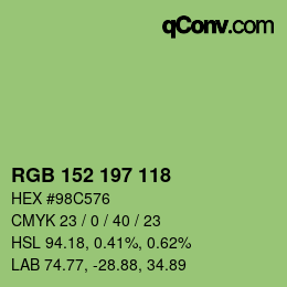 カラーコード: RGB 152 197 118 | qconv.com