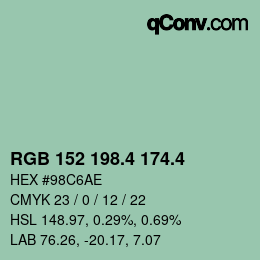 カラーコード: RGB 152 198.4 174.4 | qconv.com