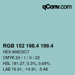 カラーコード: RGB 152 198.4 199.4 | qconv.com