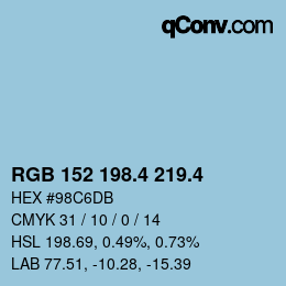 カラーコード: RGB 152 198.4 219.4 | qconv.com