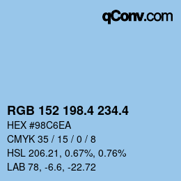 カラーコード: RGB 152 198.4 234.4 | qconv.com