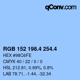 カラーコード: RGB 152 198.4 254.4 | qconv.com