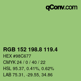 カラーコード: RGB 152 198.8 119.4 | qconv.com