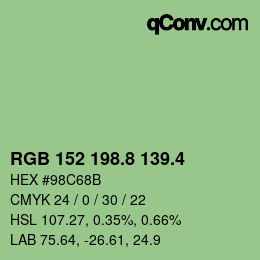 カラーコード: RGB 152 198.8 139.4 | qconv.com