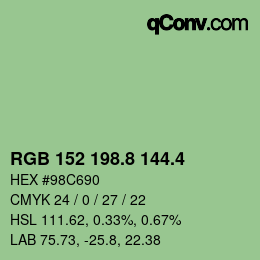 カラーコード: RGB 152 198.8 144.4 | qconv.com