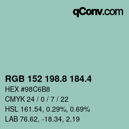 カラーコード: RGB 152 198.8 184.4 | qconv.com