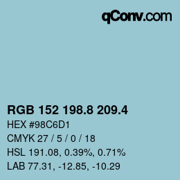 カラーコード: RGB 152 198.8 209.4 | qconv.com