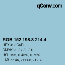カラーコード: RGB 152 198.8 214.4 | qconv.com