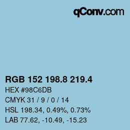 カラーコード: RGB 152 198.8 219.4 | qconv.com
