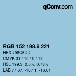 カラーコード: RGB 152 198.8 221 | qconv.com