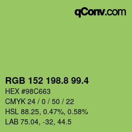 カラーコード: RGB 152 198.8 99.4 | qconv.com
