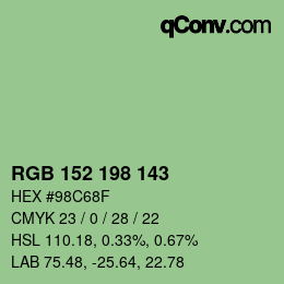 Color code: RGB 152 198 143 | qconv.com