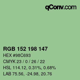 カラーコード: RGB 152 198 147 | qconv.com