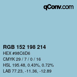 Código de color: RGB 152 198 214 | qconv.com