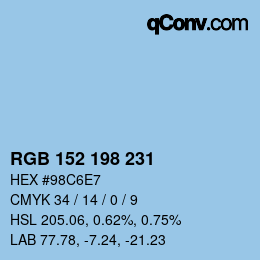 カラーコード: RGB 152 198 231 | qconv.com