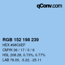 Color code: RGB 152 198 239 | qconv.com