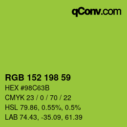 カラーコード: RGB 152 198 59 | qconv.com