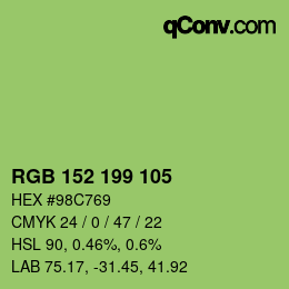 Color code: RGB 152 199 105 | qconv.com