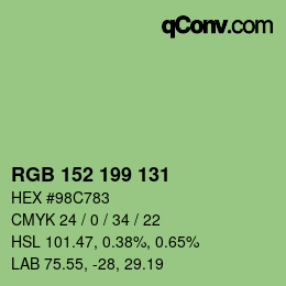 カラーコード: RGB 152 199 131 | qconv.com