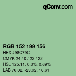 カラーコード: RGB 152 199 156 | qconv.com