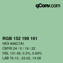 カラーコード: RGB 152 199 161 | qconv.com