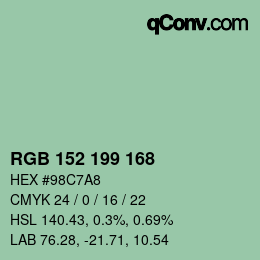 Color code: RGB 152 199 168 | qconv.com