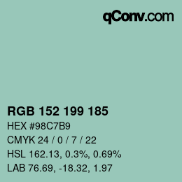 カラーコード: RGB 152 199 185 | qconv.com