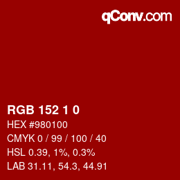 Color code: RGB 152 1 0 | qconv.com